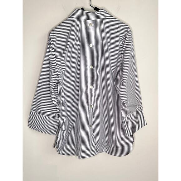 Hinson Wu Aileen Striped 3/4 Sleeve Button Back Popover Shirt Black/White 14 NWT - Picture 9 of 12